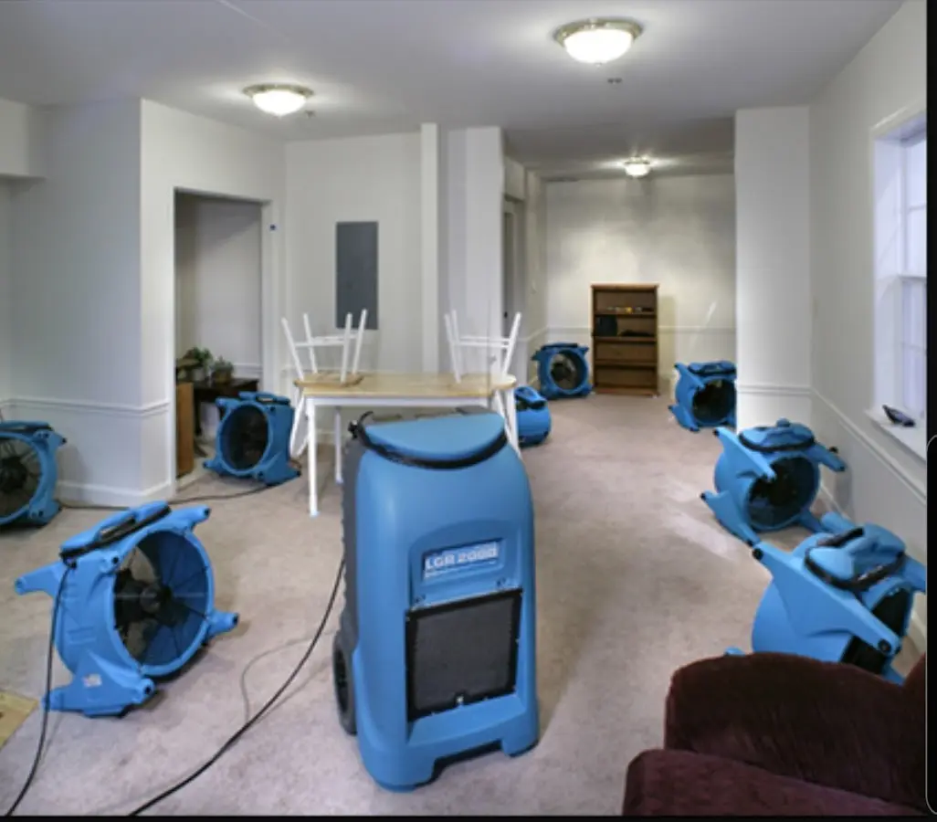 Air movers and dehumidifier setup for Water Extraction & Removal in Rincon Valley